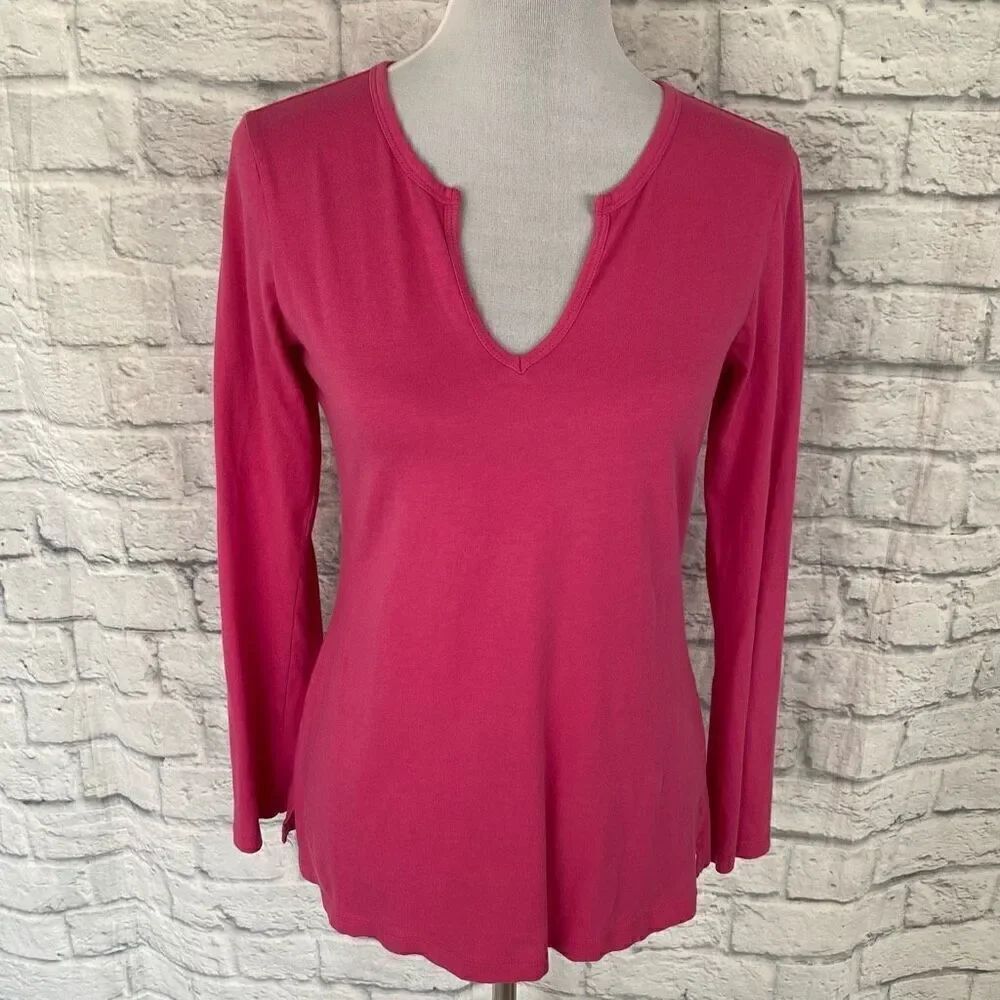 Gap women S scoopneck w/vcut Longsleeve pink top